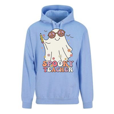 Groovy Retro Trick Or Treat Spooky Ghost Halloween Teacher Unisex Surf Hoodie