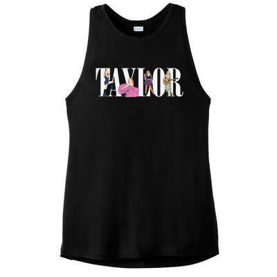 Girl Retro Taylor First Name Personalized Groovy 80s Ladies PosiCharge Tri-Blend Wicking Tank