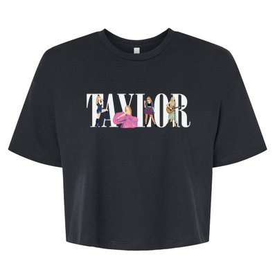 Girl Retro Taylor First Name Personalized Groovy 80s Bella+Canvas Jersey Crop Tee