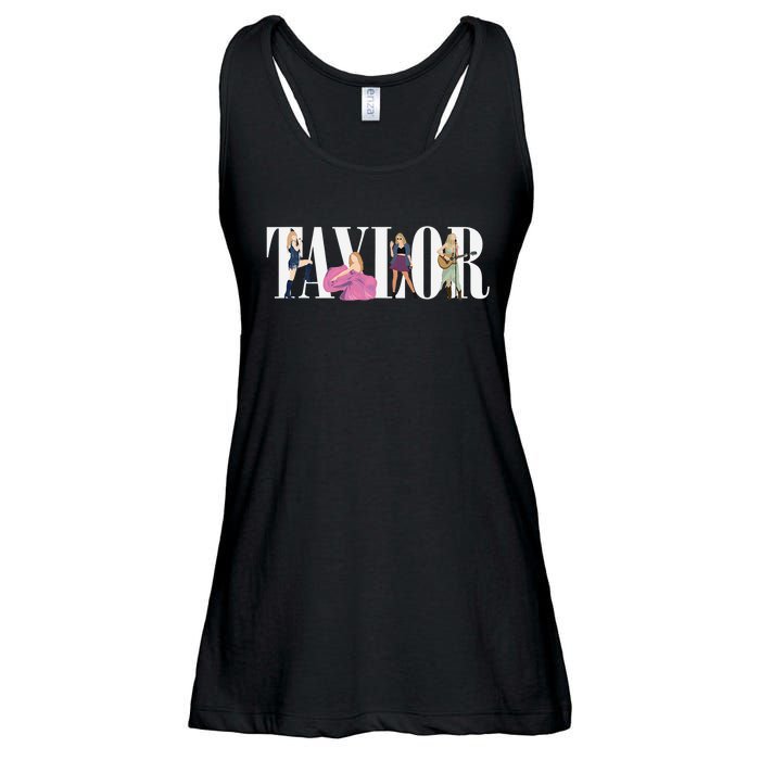 Girl Retro Taylor First Name Personalized Groovy 80s Ladies Essential Flowy Tank