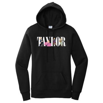 Girl Retro Taylor First Name Personalized Groovy 80s Women's Pullover Hoodie