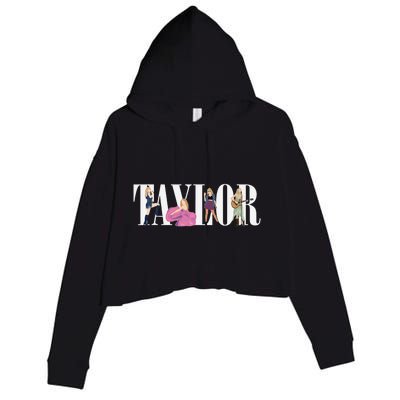 Girl Retro Taylor First Name Personalized Groovy 80s Crop Fleece Hoodie