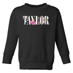 Girl Retro Taylor First Name Personalized Groovy 80s Toddler Sweatshirt