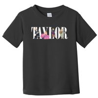 Girl Retro Taylor First Name Personalized Groovy 80s Toddler T-Shirt