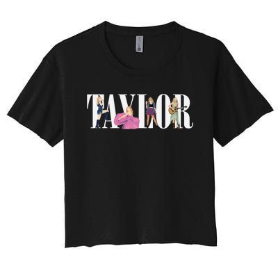 Girl Retro Taylor First Name Personalized Groovy 80s Women's Crop Top Tee