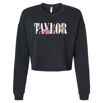 Girl Retro Taylor First Name Personalized Groovy 80s Cropped Pullover Crew