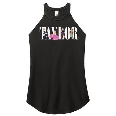 Girl Retro Taylor First Name Personalized Groovy 80s Women’s Perfect Tri Rocker Tank