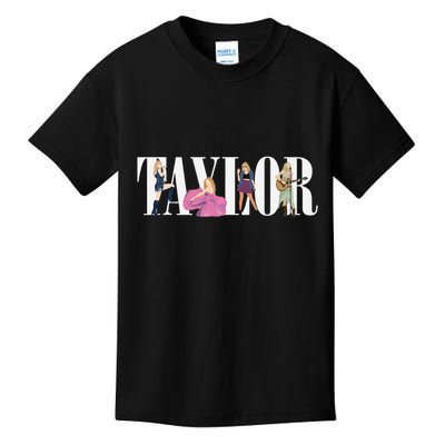 Girl Retro Taylor First Name Personalized Groovy 80s Kids T-Shirt