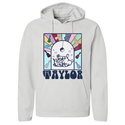 Girl Retro Taylor First Name Personalized Performance Fleece Hoodie