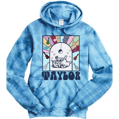 Girl Retro Taylor First Name Personalized Tie Dye Hoodie