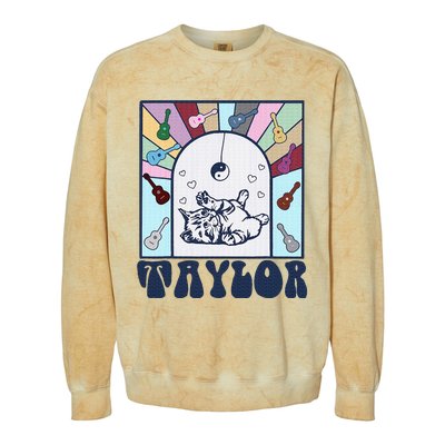 Girl Retro Taylor First Name Personalized Colorblast Crewneck Sweatshirt