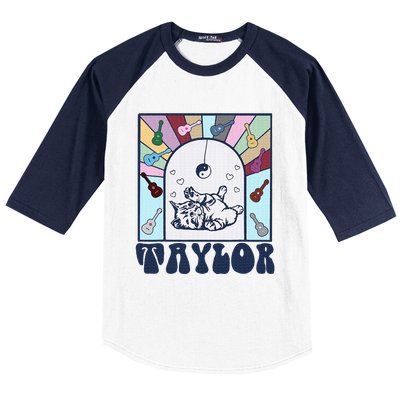 Girl Retro Taylor First Name Personalized Baseball Sleeve Shirt