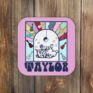 Girl Retro Taylor First Name Personalized Coaster