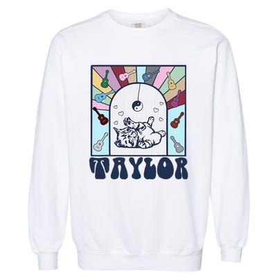 Girl Retro Taylor First Name Personalized Garment-Dyed Sweatshirt