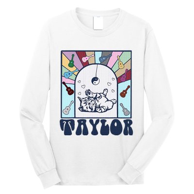 Girl Retro Taylor First Name Personalized Long Sleeve Shirt