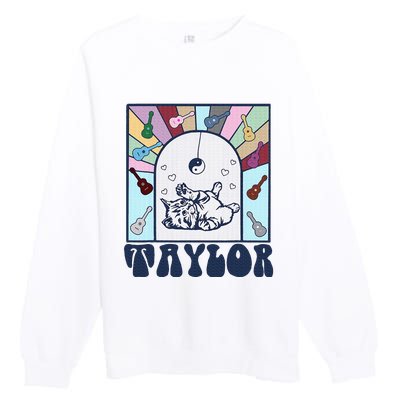 Girl Retro Taylor First Name Personalized Premium Crewneck Sweatshirt