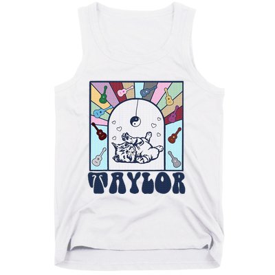 Girl Retro Taylor First Name Personalized Tank Top