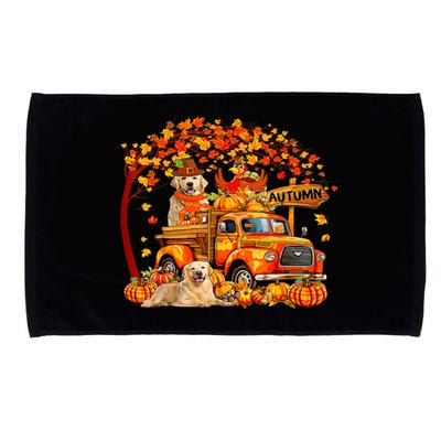 Golden Retriever Turkey On Pickup Truck Thanksgiving Microfiber Hand Towel