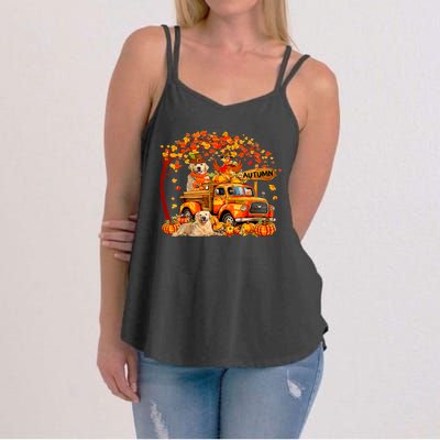 Golden Retriever Turkey On Pickup Truck Thanksgiving Women's Strappy Tank