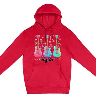 Girl Retro Taylor First Name Personalized Groovy 80S Pink Premium Pullover Hoodie