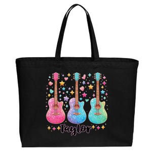 Girl Retro Taylor First Name Personalized Groovy 80S Pink Cotton Canvas Jumbo Tote