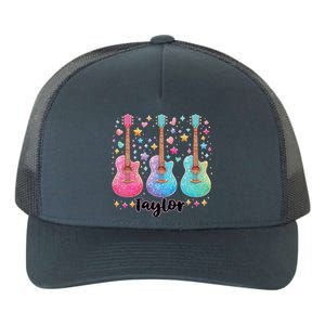 Girl Retro Taylor First Name Personalized Groovy 80S Pink Yupoong Adult 5-Panel Trucker Hat