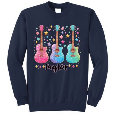 Girl Retro Taylor First Name Personalized Groovy 80S Pink Tall Sweatshirt