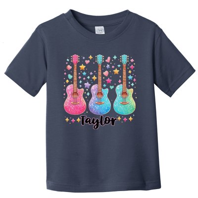 Girl Retro Taylor First Name Personalized Groovy 80S Pink Toddler T-Shirt