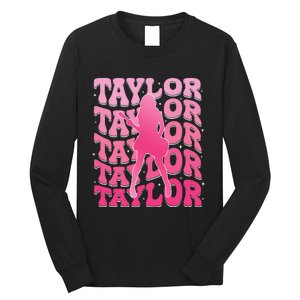 Girl Retro Taylor First Name Personalized Groovy 80S Gift Long Sleeve Shirt