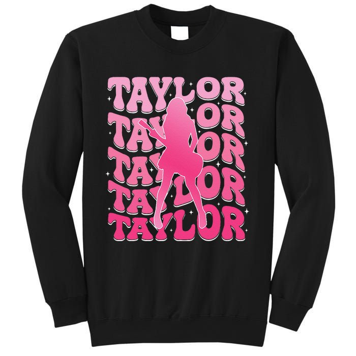 Girl Retro Taylor First Name Personalized Groovy 80S Gift Sweatshirt