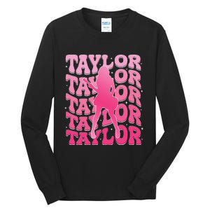 Girl Retro Taylor First Name Personalized Groovy 80S Gift Tall Long Sleeve T-Shirt