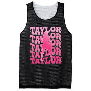 Girl Retro Taylor First Name Personalized Groovy 80S Gift Mesh Reversible Basketball Jersey Tank