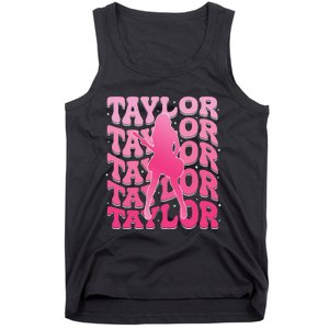 Girl Retro Taylor First Name Personalized Groovy 80S Gift Tank Top