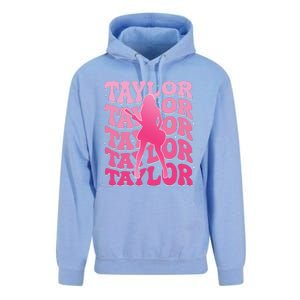 Girl Retro Taylor First Name Personalized Groovy 80S Gift Unisex Surf Hoodie