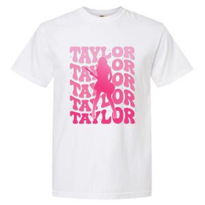 Girl Retro Taylor First Name Personalized Groovy 80S Gift Garment-Dyed Heavyweight T-Shirt