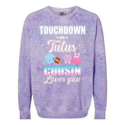 Gender Reveal Touchdowns Or Tutus Cousin Matching Baby Party Colorblast Crewneck Sweatshirt