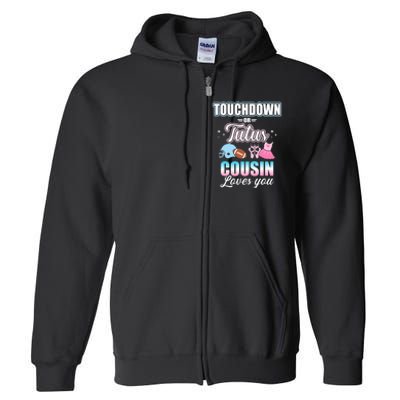 Gender Reveal Touchdowns Or Tutus Cousin Matching Baby Party Full Zip Hoodie