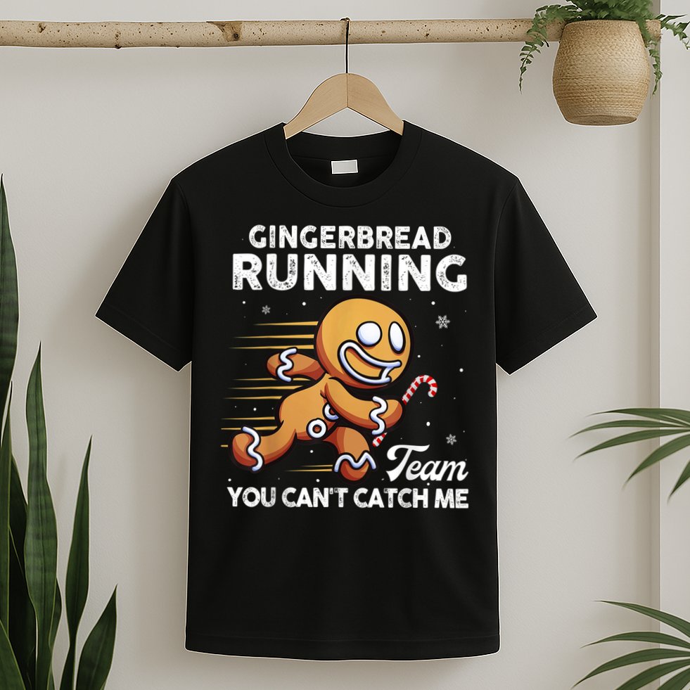 Gingerbread Running Team Christmas Cookie Funny Baking T-Shirt