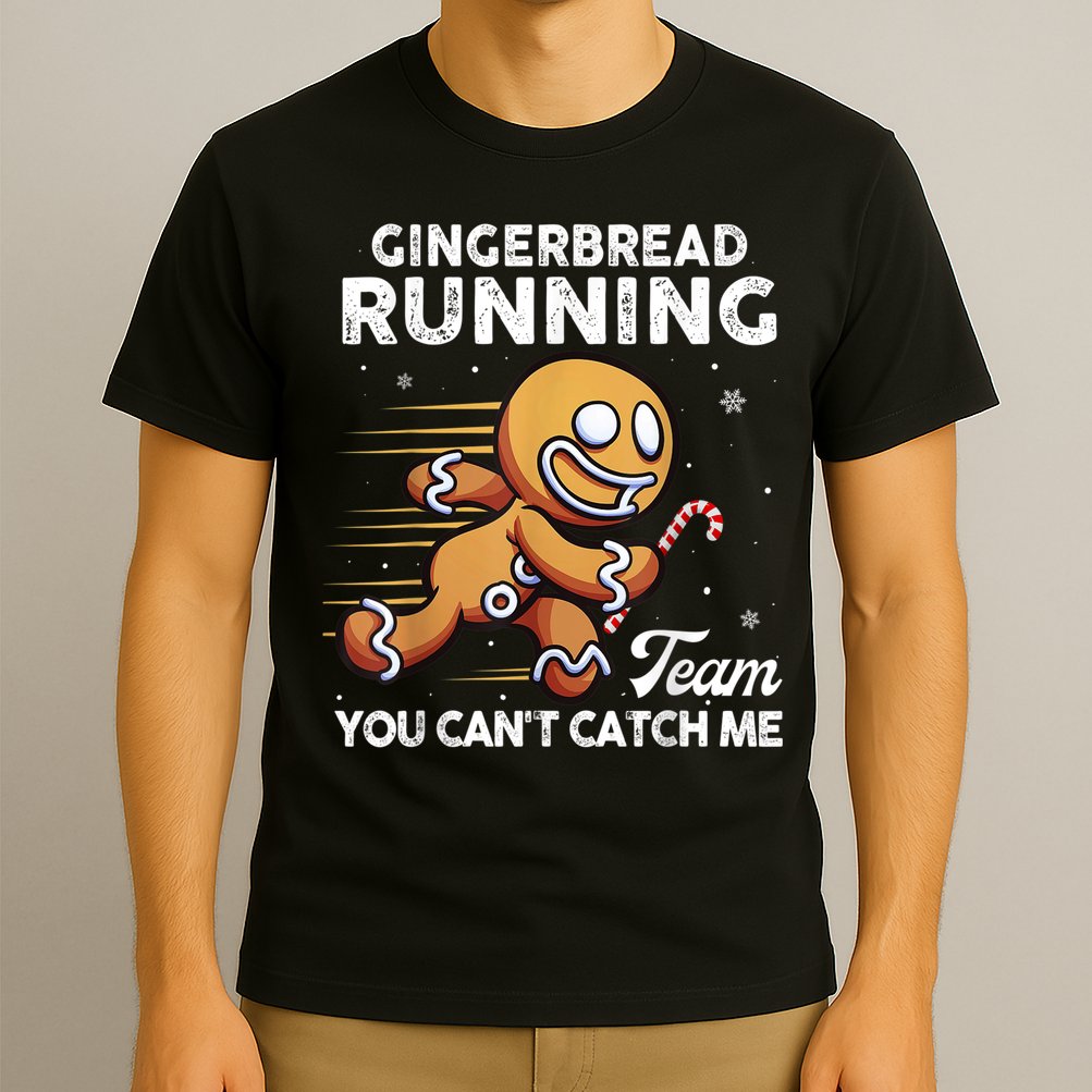 Gingerbread Running Team Christmas Cookie Funny Baking T-Shirt