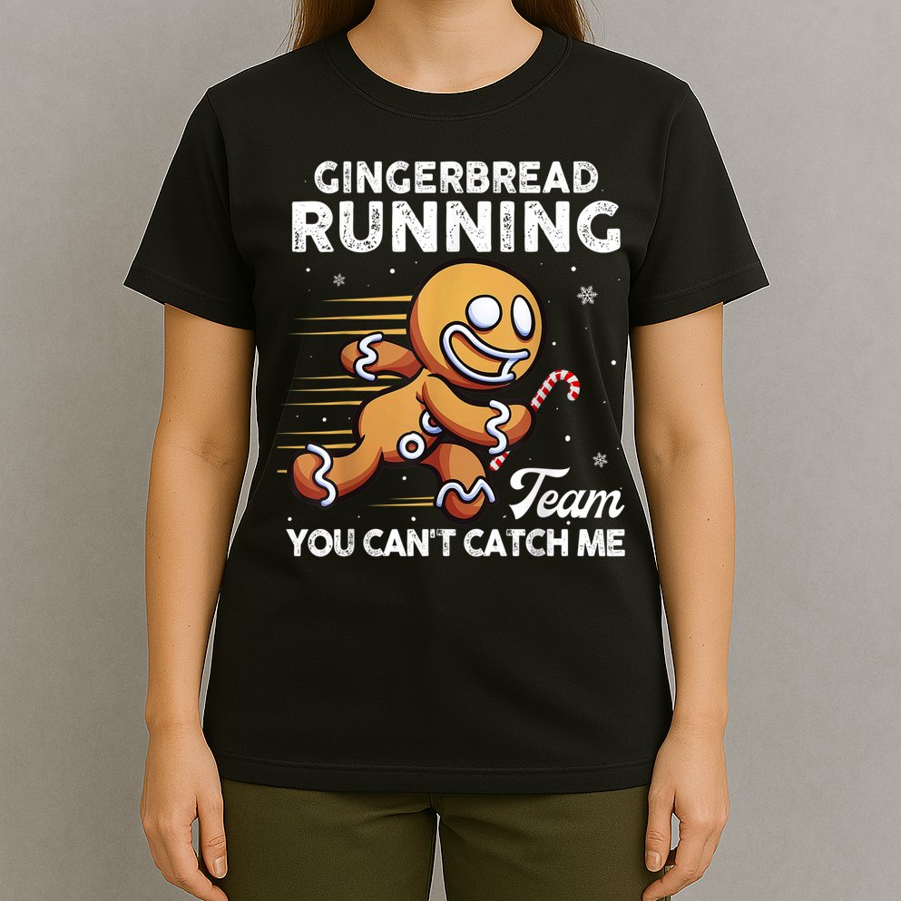Gingerbread Running Team Christmas Cookie Funny Baking T-Shirt