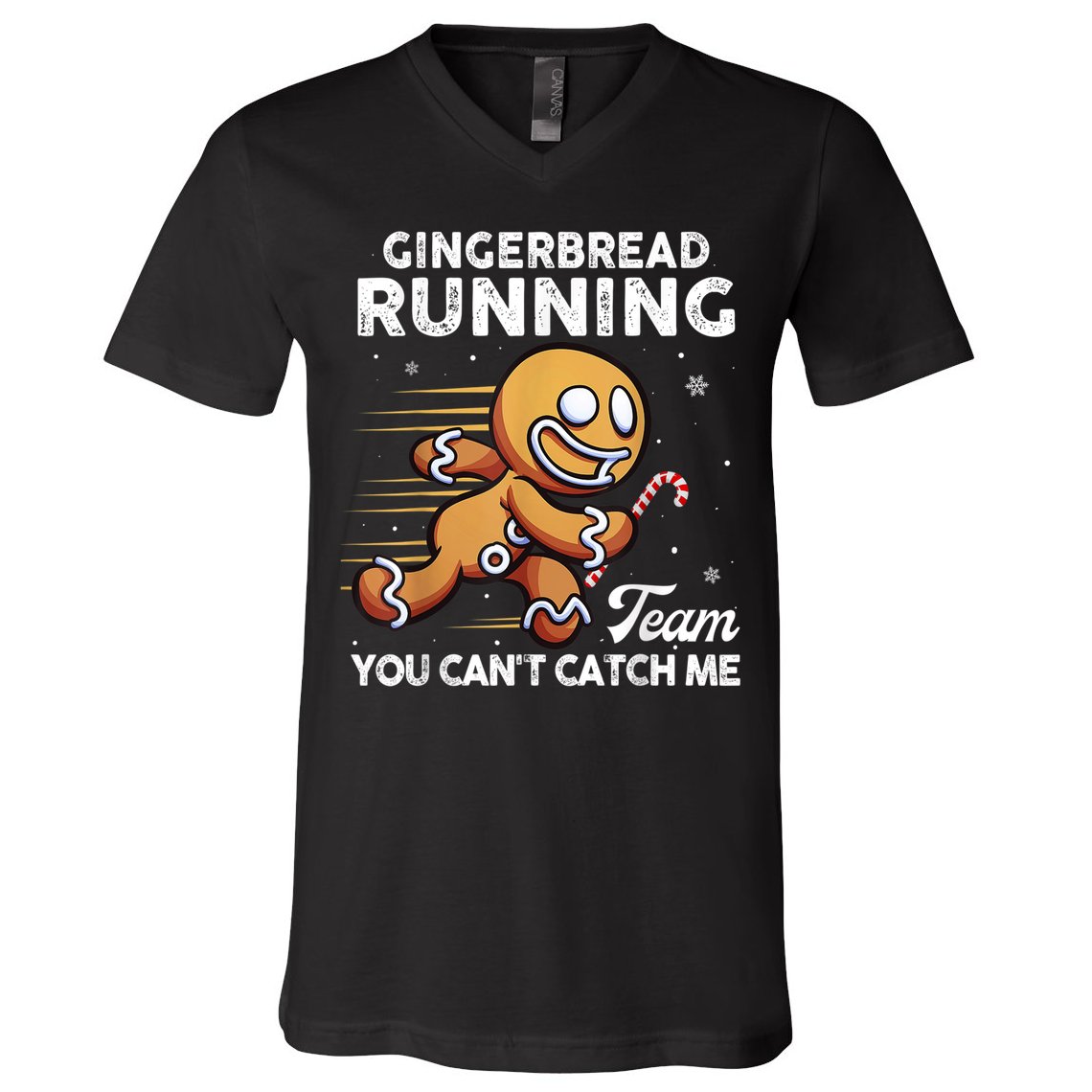 Gingerbread Running Team Christmas Cookie Funny Baking V-Neck T-Shirt