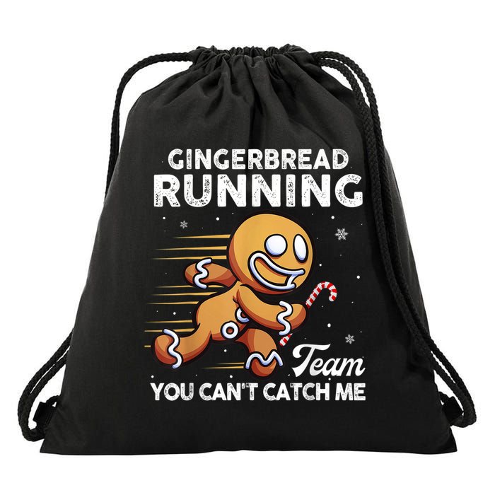Gingerbread Running Team Christmas Cookie Funny Baking Drawstring Bag
