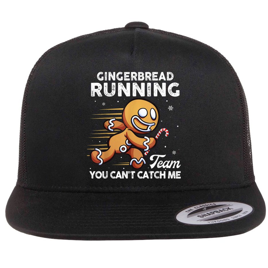 Gingerbread Running Team Christmas Cookie Funny Baking Flat Bill Trucker Hat
