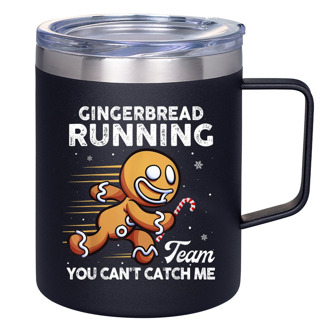 Gingerbread Running Team Christmas Cookie Funny Baking 12oz Stainless Steel Coffee Mug