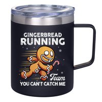 Gingerbread Running Team Christmas Cookie Funny Baking 12oz Stainless Steel Coffee Mug