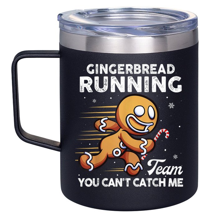 Gingerbread Running Team Christmas Cookie Funny Baking 12oz Stainless Steel Coffee Mug