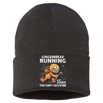 Gingerbread Running Team Christmas Cookie Funny Baking Sustainable Knit Beanie