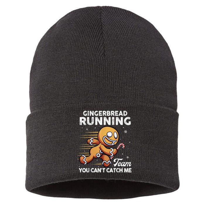 Gingerbread Running Team Christmas Cookie Funny Baking Sustainable Knit Beanie