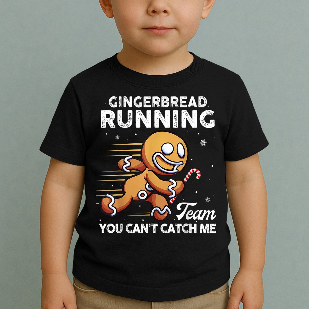 Gingerbread Running Team Christmas Cookie Funny Baking Toddler T-Shirt
