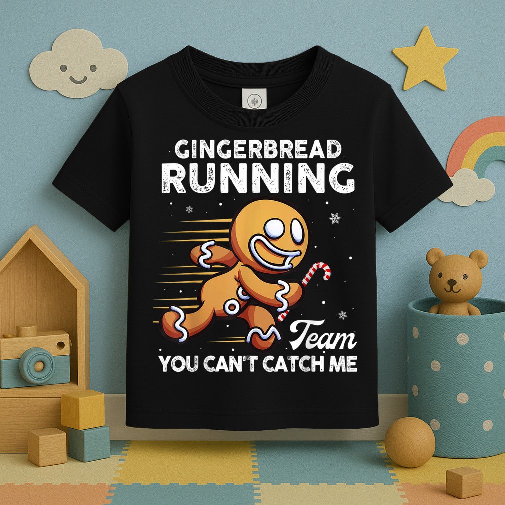 Gingerbread Running Team Christmas Cookie Funny Baking Toddler T-Shirt